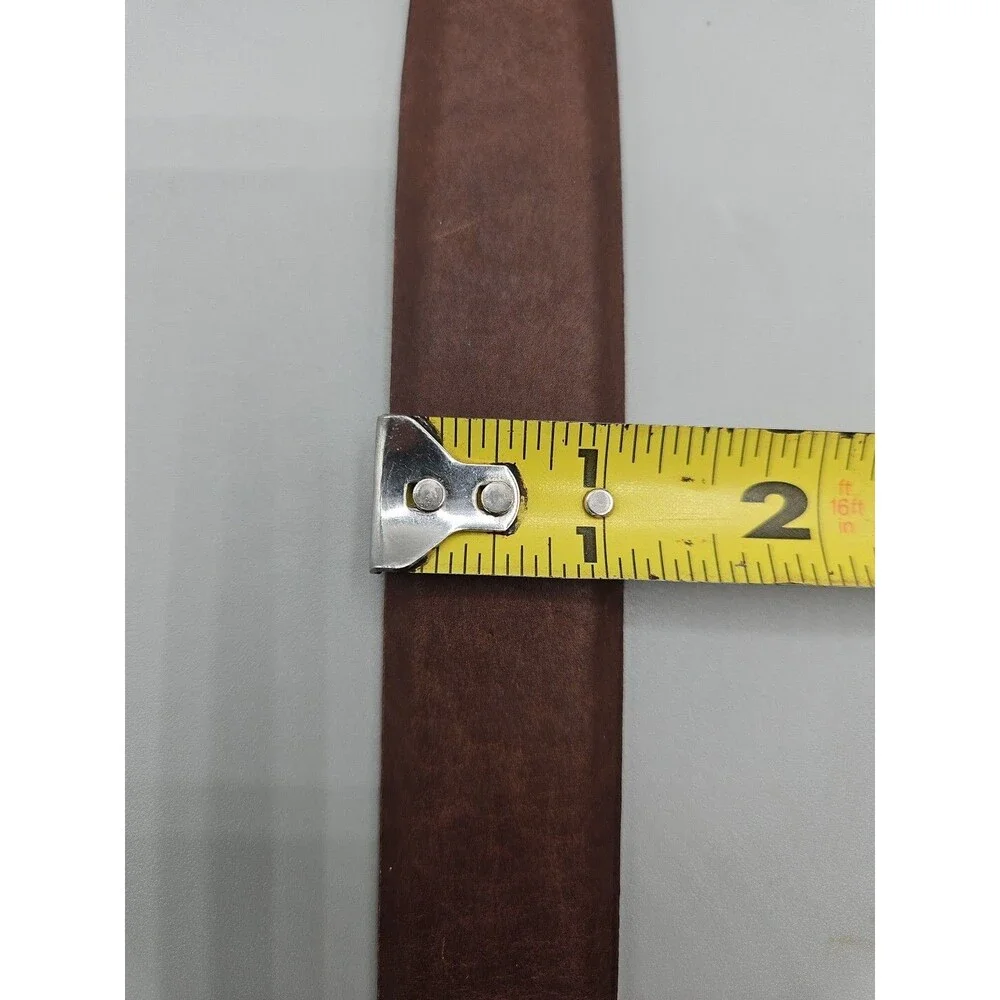 American Bison Leather Belt Mens Womens 40 Brown Smooth Gold Tone Buckle USA